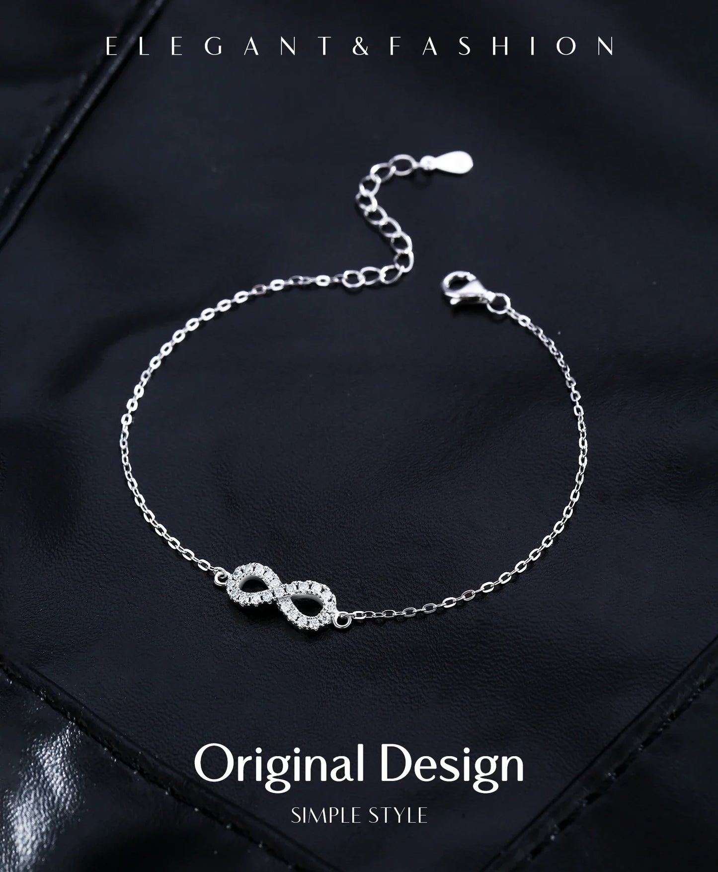 D Color Moissanite Lab Created Diamond Bracelet 925 Sterling Silver Romantic Exquisite Infinity Love For Women Jewelry