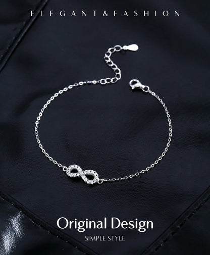 D Color Moissanite Lab Created Diamond Bracelet 925 Sterling Silver Romantic Exquisite Infinity Love For Women Jewelry