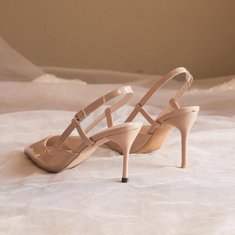 Nova Marca Plus Size 34-42 Mulheres Sandálias de Salto Retrô Roma Sapatos de Salto Alto Feminino Salto Alto INS Couro Fivela Scarpins Mules