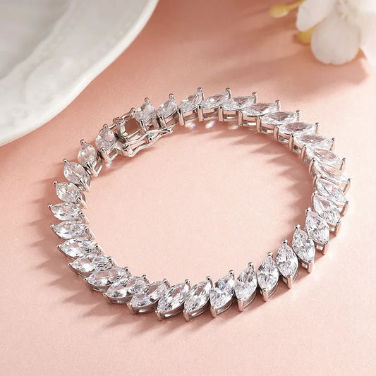 0.5CT Marquise Cut Certified Moissanite Tennis Bracelets for Women Sterling Silver S925 Plated 18k Gold Wholesale Jewelry