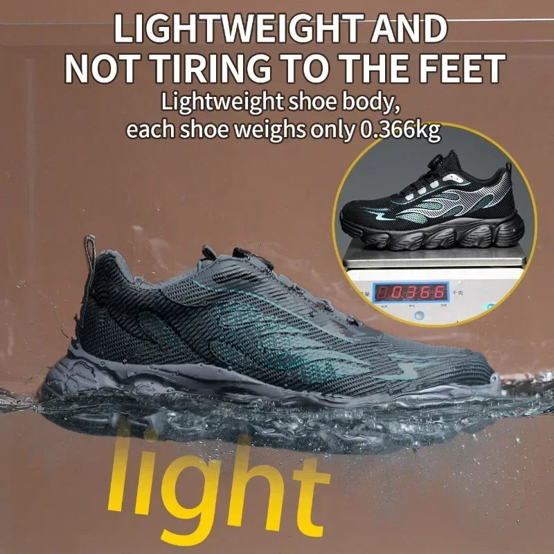 Rotating Button Tactical Boots Men Reflective Steel Toe Shoes Indestructible Work Sneakers Protective Safety Boots Size 47 48