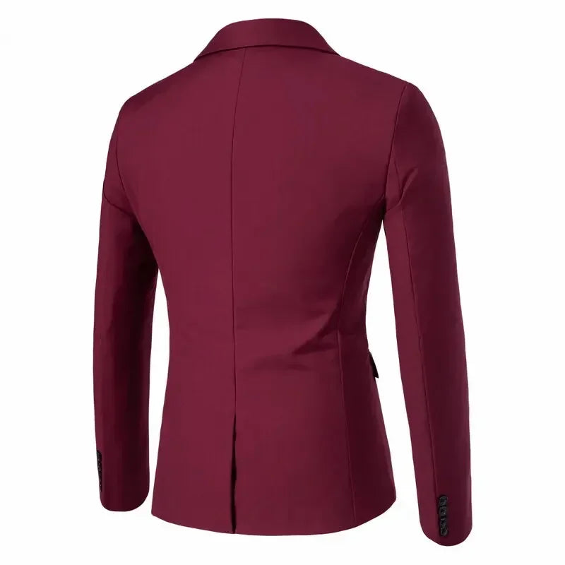 Suit Men's (Blazer+ Vest + Trousers) Fashionable Business Solid-color Wedding British-style Workwear, Casual Performance Suit