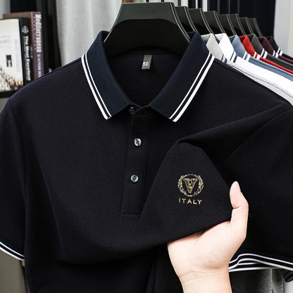 100% pure cotton men's polo shirt high-end brand unique letter printed short sleeve summer new comfortable casual lapel T-shirt