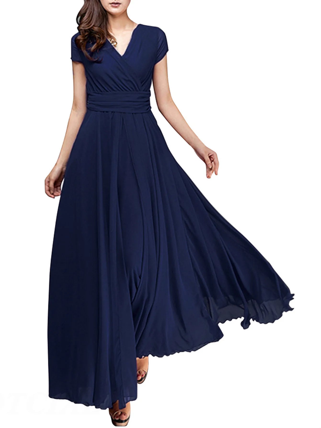 Women Ladies Clothing Short-Sleeve Sexy Club Boho Beach Dress Lady Summer Deep V Neck Party Long Maxi Dress Women
