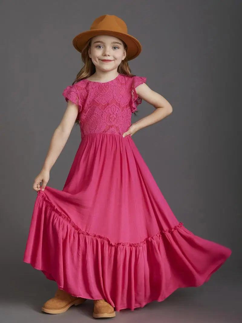 Summer Girls Lace Dresses Kids Flower Girl Wedding Princess Party Dress Vestidos Costume Children Clothing For 4-14Years