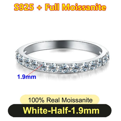 Pretty 1.5mm-5mm Full Moissanite Row Rings for Women S925 Silver Sparkling D color VVS1 Moissanite Diamond Women's Rings Gift