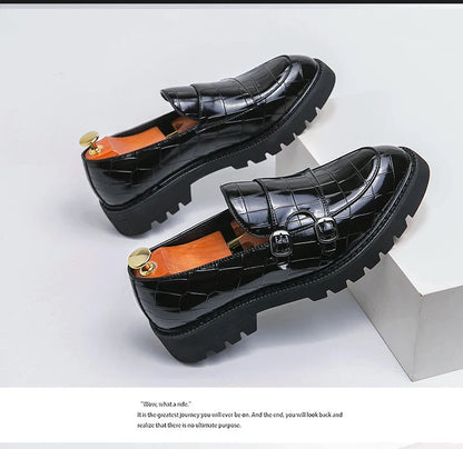 Classic Men's Dress Shoes Slip On Leather Loafers Men Platform Social Shoes For Men Fashion Casual Business Formal Shoes Male