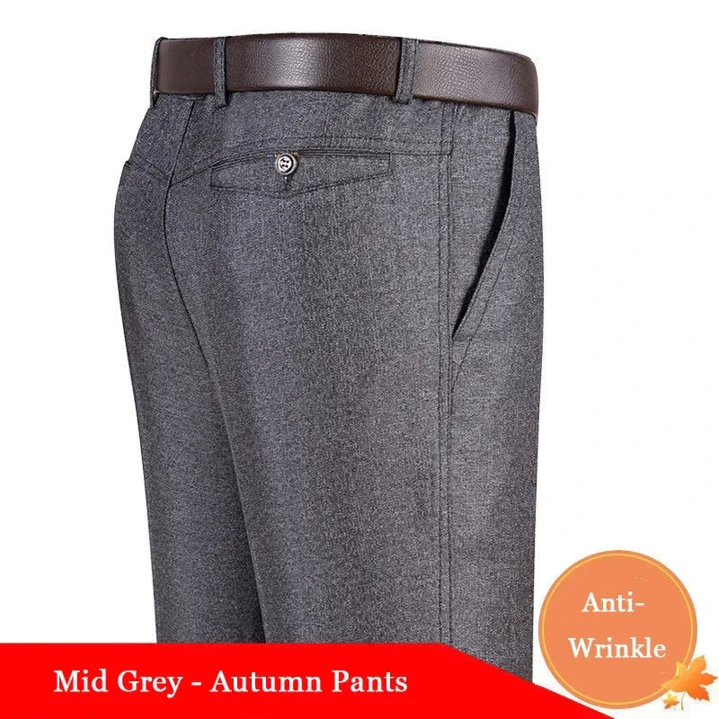 Men's Summer Dress Pants Grey Formal Classic Business Suit Pants Casual Dress Suit Office Work Slim Fit Male Trousers GOZBKF