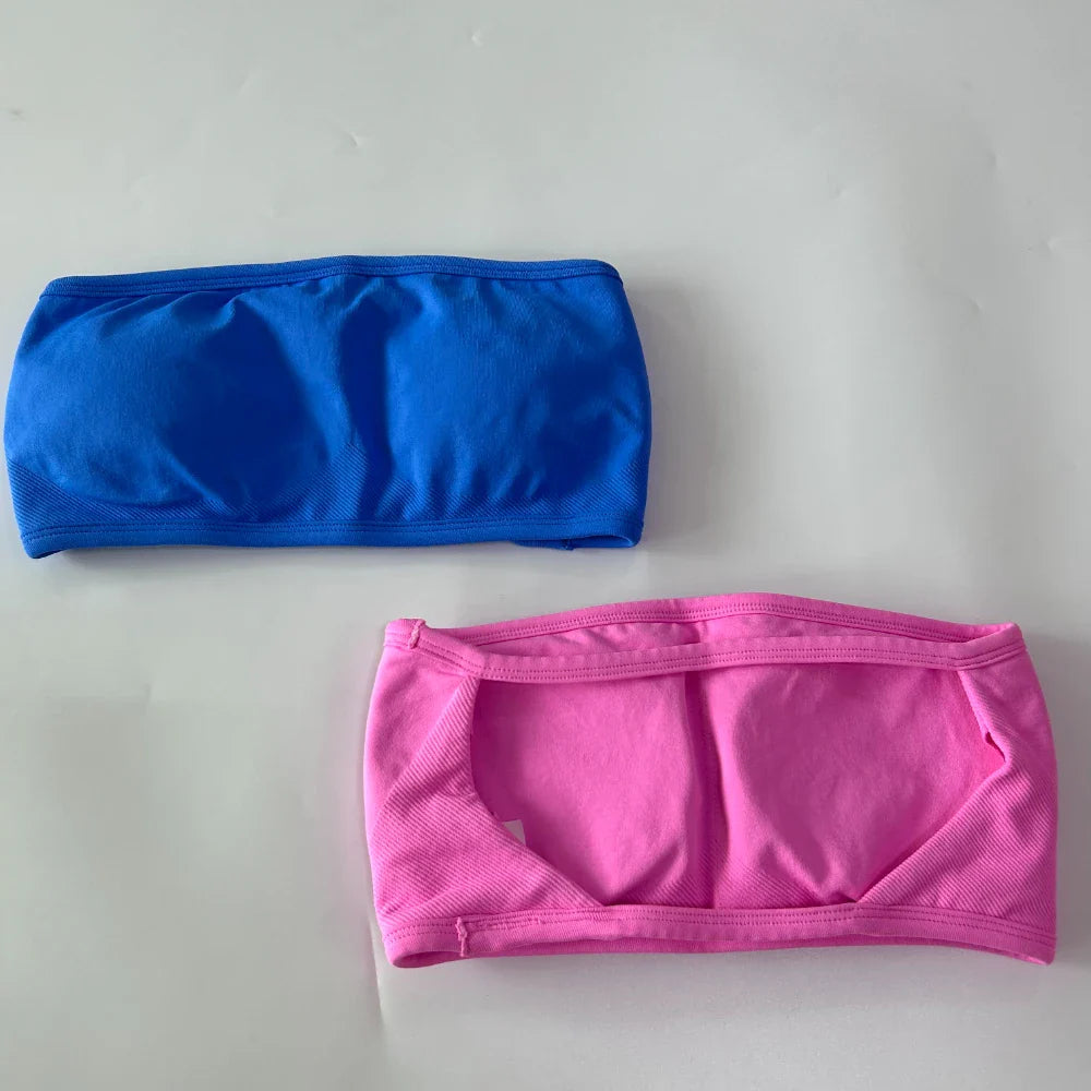2 Pieces Yoga Set Women Backless Bandeau Sports Bra Scrunch Shorts Yoga Clothing Workout Clothes Outfits Sets Gym Set