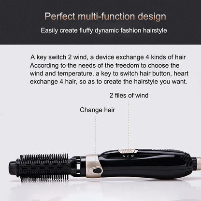 Multi-functional salon hot air hair dryer brush set, hair curler comb, interchangeable brush head, automatic hair curler