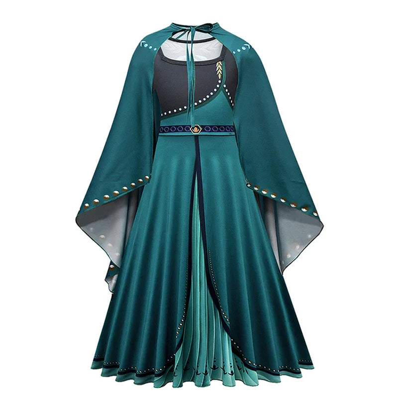 2-10Y Kids Prium Cosplay Elsa Anna Costume Dress 2025 Winter Long Mesh Princess DressGirl Christma Carnival Clothes Ball Gown