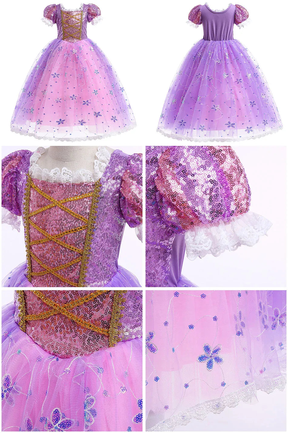 Baby Rapunzel Cosplay Costume Girls Little Mermaid Aurora Disguise Kids Ariel Sleeping Beauty Christmas Dress Princess Fantasy