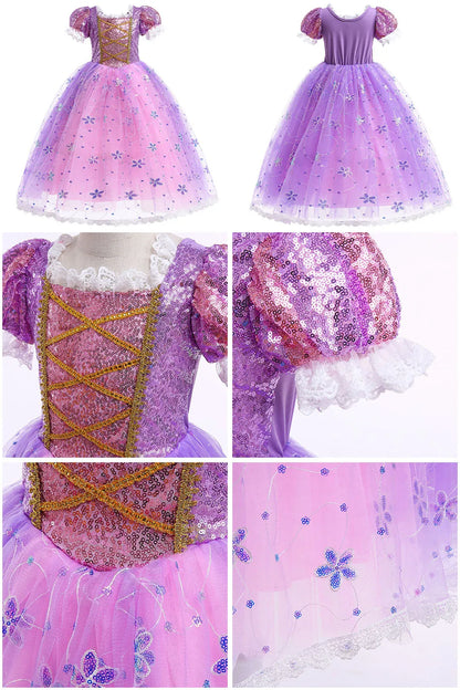 Baby Rapunzel Cosplay Costume Girls Little Mermaid Aurora Disguise Kids Ariel Sleeping Beauty Christmas Dress Princess Fantasy