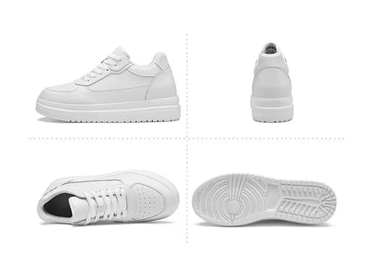 Novos sapatos masculinos invisíveis para aumentar a altura, sapatos esportivos de 6 CM-8 CM-10 CM, sapatos esportivos de couro branco para homens, tamanhos ampliados 36-46