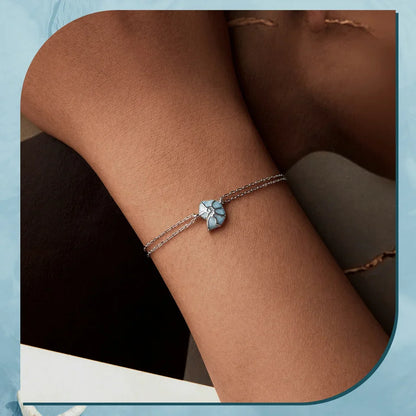 925 Sterling Silver Blue Seashell Link Chain Bracelets for Women Ocean Series Jewelry Gift BSB176