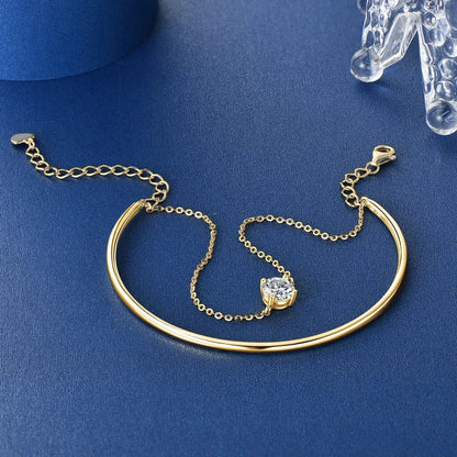 6.5mm Moissanite Bracelet For Women 925 Sterling Silver Double Chain Adjustable Cuff Bracelets Pulsera Wristband Jewelry