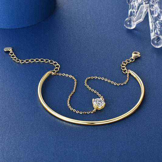 6.5mm Moissanite Bracelet For Women 925 Sterling Silver Double Chain Adjustable Cuff Bracelets Pulsera Wristband Jewelry