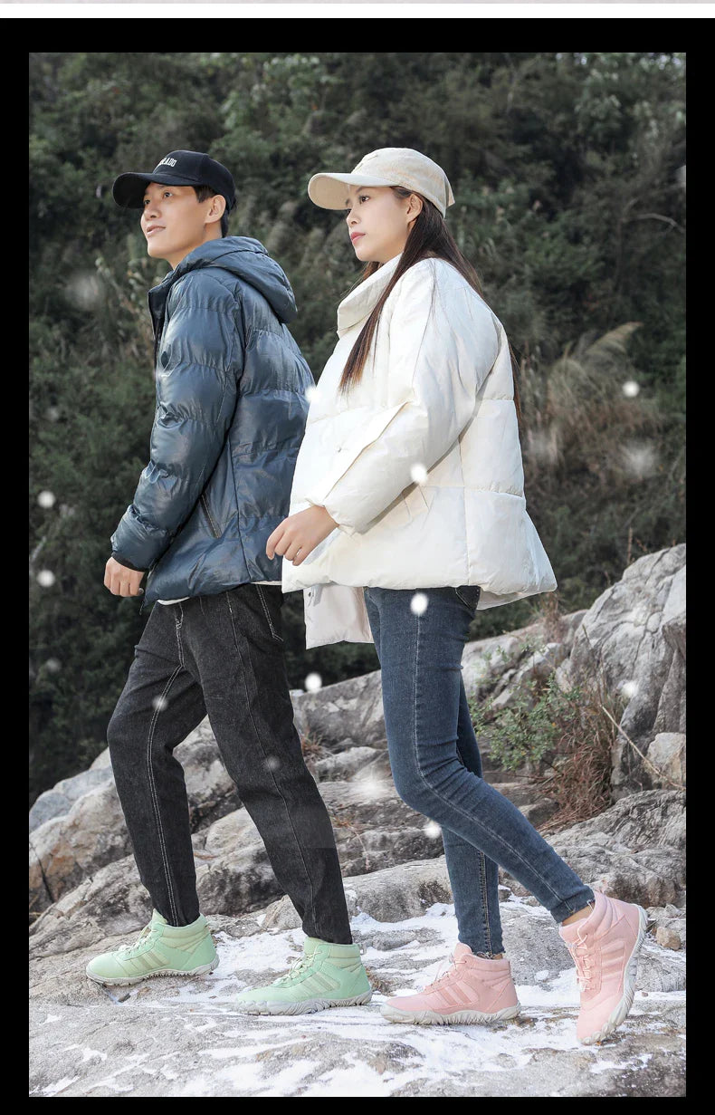 Womens Mens Waterproof Winter Barefoot Shoes Snow Boots Cotton Warm Fur Lined Unisex Walking Hiking Outdoor Shoes