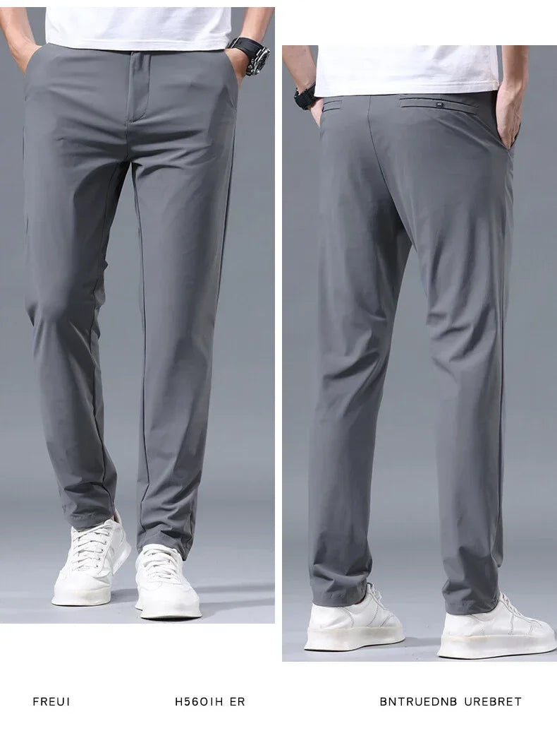 Summer New Stretch Soft Suit Pants Men Thin Fashion Business Elastic Waist Korean Slim Brand Clothes Casual Formal Trousers Male