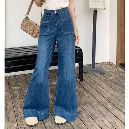 Autumn Spring Wide Leg Jeans Women Denim Pants