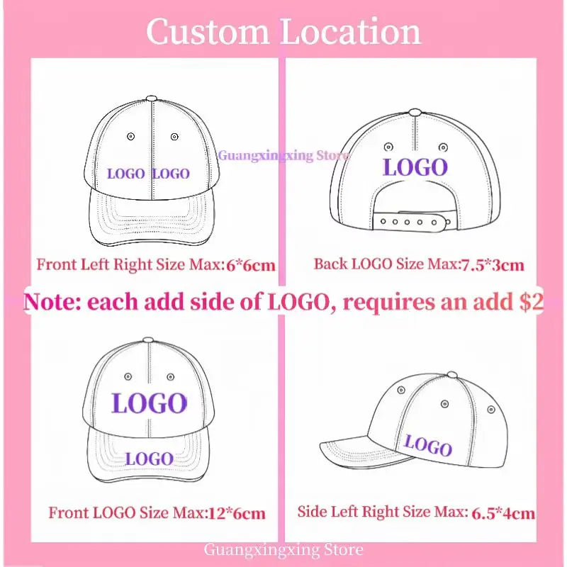 Custom embroidered logo hat Men's and women's mesh cap cotton baseball cap design DIY picture printing logo hat Summer sun hat
