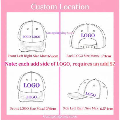 Custom embroidered logo hat Men's and women's mesh cap cotton baseball cap design DIY picture printing logo hat Summer sun hat