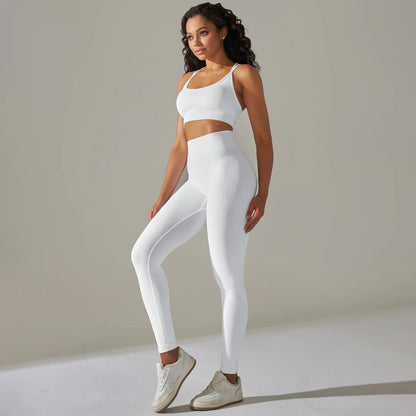 2 Pcs Women Yoga Set Sexy Seamless Sports Set Gym Fitness Bra Set Hip Push Up Leggings Set Workout Clothing Women Sportswear