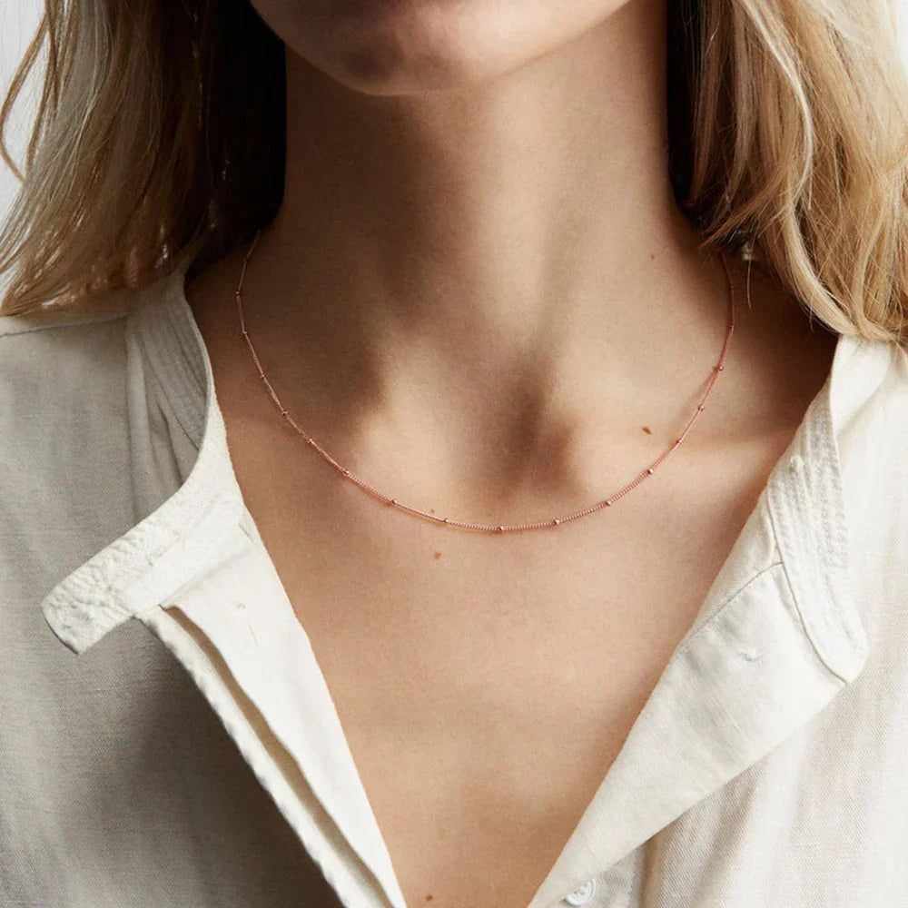 Stainless Steel Chain Necklace for Women Gold Color Thin Choker Bead Chain Necklace Jewelry Wholesale Dropshipping