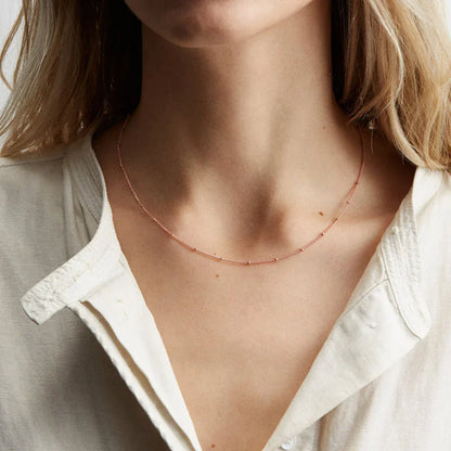 Stainless Steel Chain Necklace for Women Gold Color Thin Choker Bead Chain Necklace Jewelry Wholesale Dropshipping