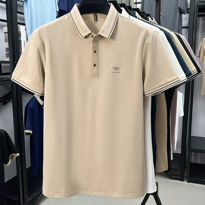 Light luxury brand men's short sleeve polo shirt summer new item high-end letter golf comfortable cotton casual business T-shirt