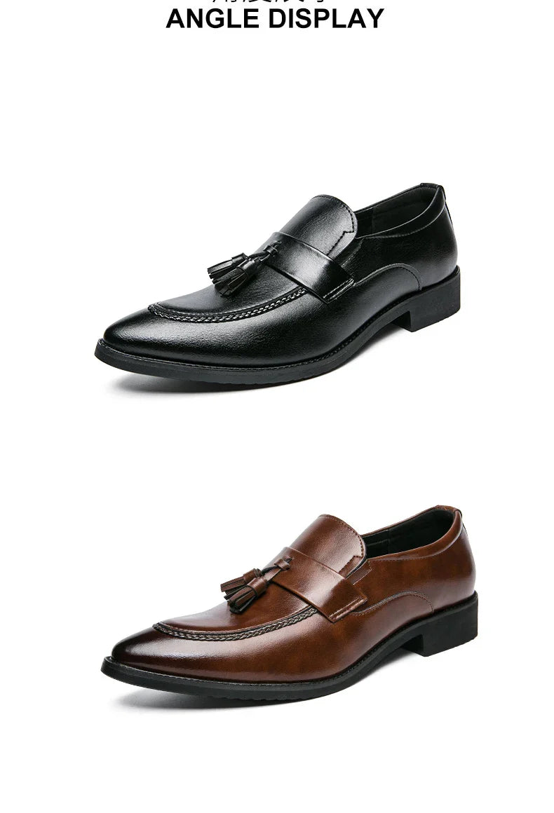 Classic Casual Leather Shoes For Men High Quality Social Office Shoes Men Slip On Loafers Flat Casual Business Leather Shoes Men
