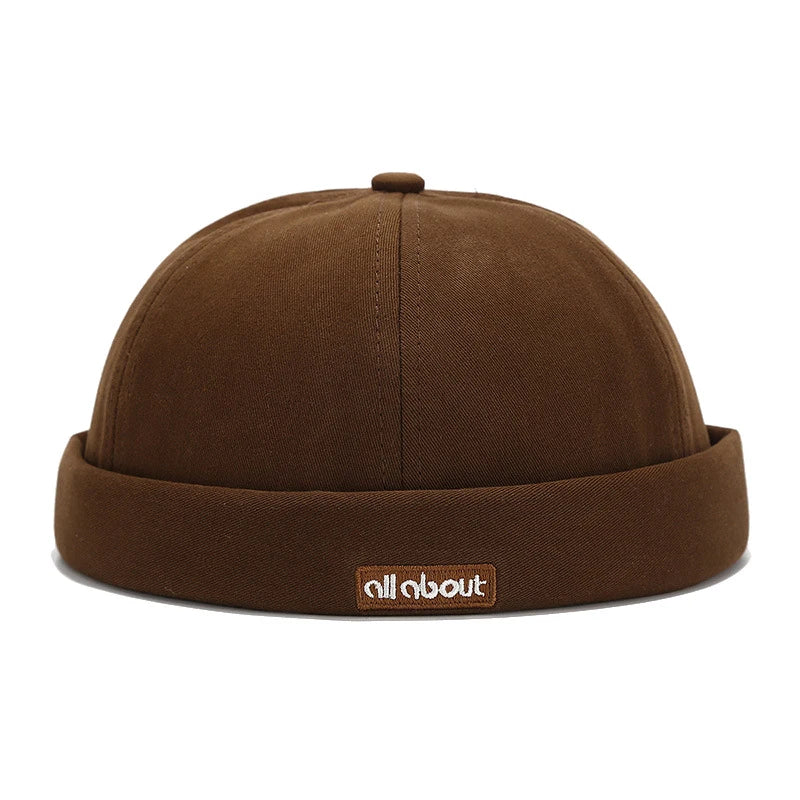 Letter Embroidery Docker Cap Without Visor Brimless Caps Solid Colors Retro Beanie Hat Adjustable Hip Hop Fashion Street