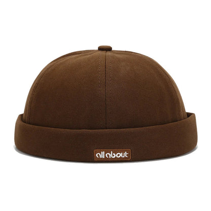 Letter Embroidery Docker Cap Without Visor Brimless Caps Solid Colors Retro Beanie Hat Adjustable Hip Hop Fashion Street