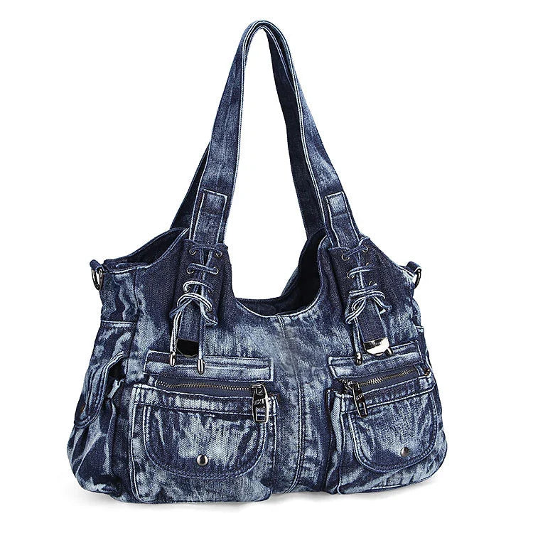 Women's Denim Bag Y2K Vintage Blue Jean Purse and Handbags Crossbody Shoulder Wallet Large Capacity