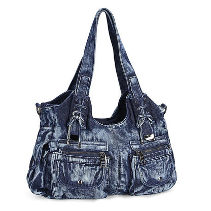 Women's Denim Bag Y2K Vintage Blue Jean Purse and Handbags Crossbody Shoulder Wallet Large Capacity