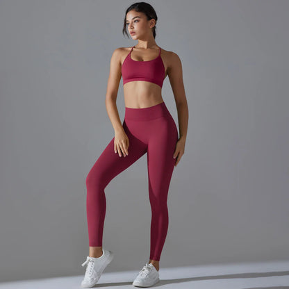Ribbed Set Woman 2 Piece Seamless Yoga Set Gym Wear Push Up Sports Bra Leggings For Women Workout Outfit Sportswear Tracksuit