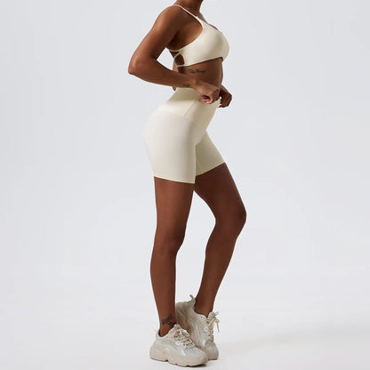Two Pieces Yoga Set Women Gym Shorts Sports Suit Female Soften Skin-Friendly Activewear Beauty Back Women Sportswear