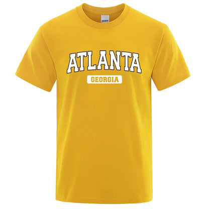 Atlanta Georgia Usa City Letter Tops Men Summer Oversize T-Shirts Cotton Loose T Shirts Fashion Breathable Male Short Sleeves