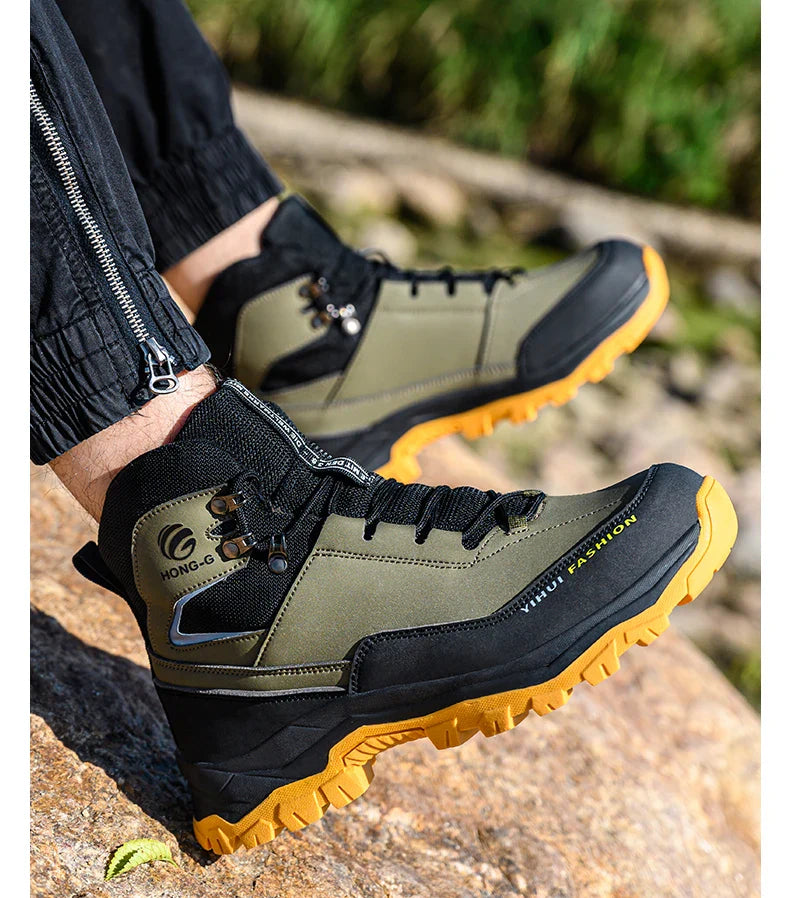 Men's Safety Shoes Steel Toe Anti Smash Safety Boots Puncture Proof Construction Wear-Resistant Work Boots