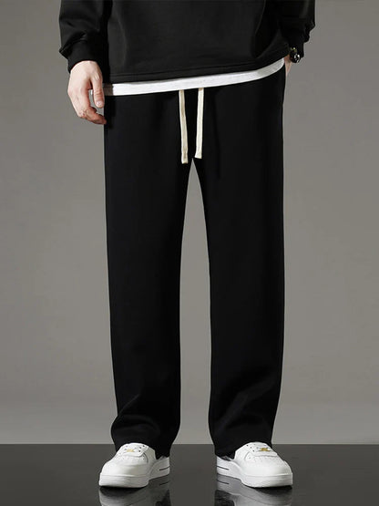 Spring Autumn Men Sweatpants Korean Fashion Sportswear Drawstring Wide Leg Straight Track Pants Cotton Casual Loose Trousers