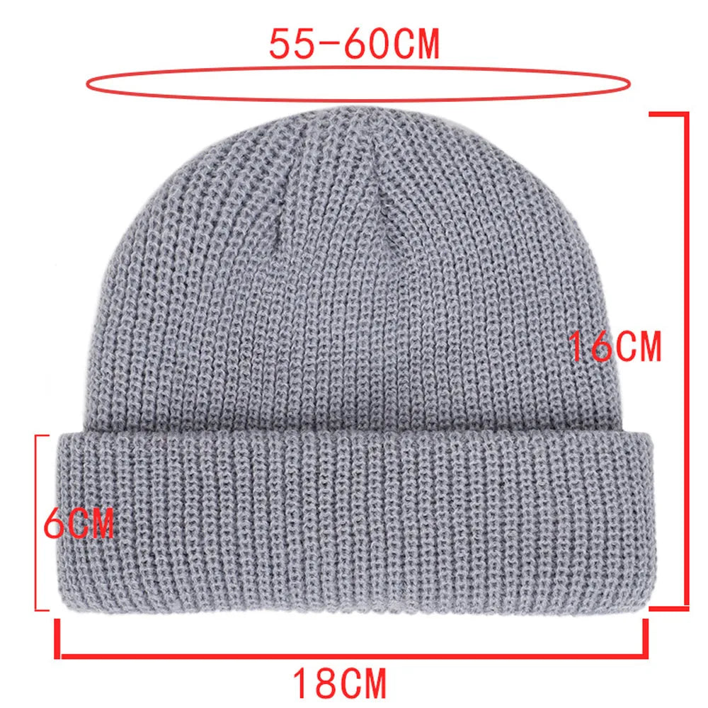 Winter Warm Beanies Casual Short Thread Hip Hop Hat Adult Men  Female Wool