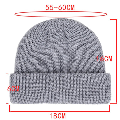 Winter Warm Beanies Casual Short Thread Hip Hop Hat Adult Men  Female Wool