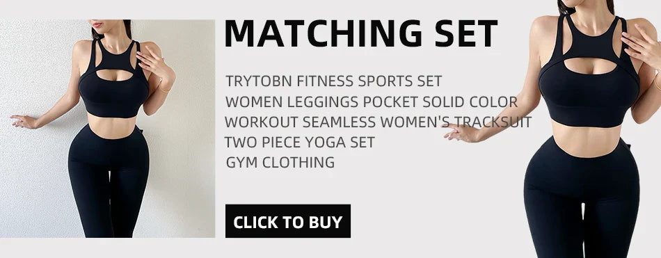 TRY TO BN Fitness Sports Set Women's Tracksuit 2 Piece Suit Yoga High Waist Leggings With Pocket Bra Workout Gym Outfit Clothes