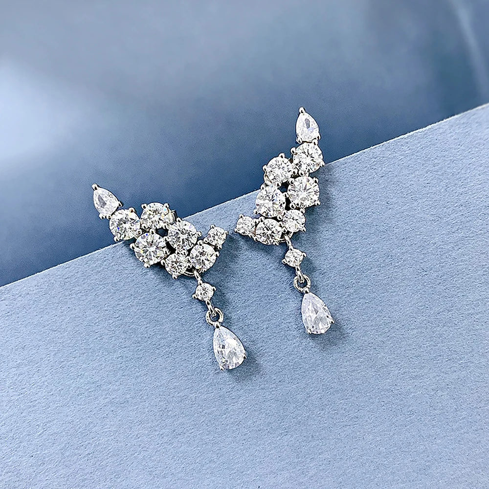 Moissanite Drop Earrings with Certificate 100% 925 Sterling Silver Plated 18k Gold Water Drop Pear Cut Diamond Earring Jewelry
