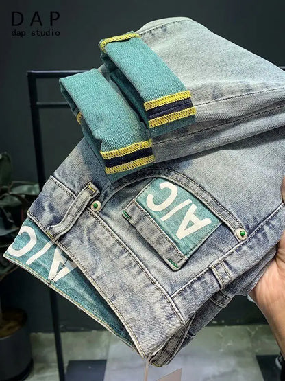 High-end 2023 Harajuku Designer Clothes Denim New Trousers Kpop Stretch Trendy Korean-style with Our Luxury Men's Casual Jeans