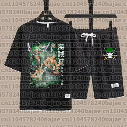 One Piece Kids Outfit Chopper Luffy Tracksuit Suit Children Summer Short Sleeve Clothes Set Anime Boy Girl T Shirt Shorts 2pcs