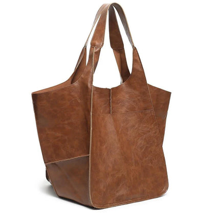 Fashionable and minimalist large bag with soft leather and large capacity shopping bag for women, one shoulder hand-held large b