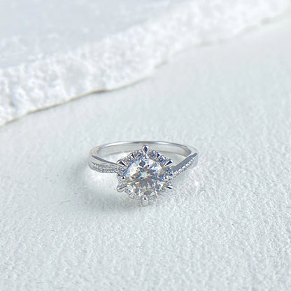 0.5/1CT Moissanite Diamond Rings Wedding Band for Women 925 Sterling Silver Plated 18k White Gold Promise Ring Certified