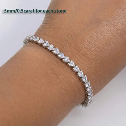 3/5/6.5mm Heart Cut Moissanite Tennis Bracelet with Certificates 925 Sterling Silver Sparkling Diamond Bracelets for Women