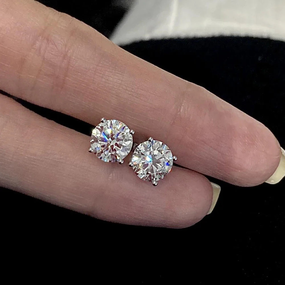 0.5-5carat Round brilliant Cut Moissanite Chain Earrings for Women Solitaire Lab Diamond Stud/Drop Earring 925 Silver with GRA
